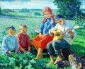 little concert with balalaika Nikolay Bogdanov Belsky kids child impressionism